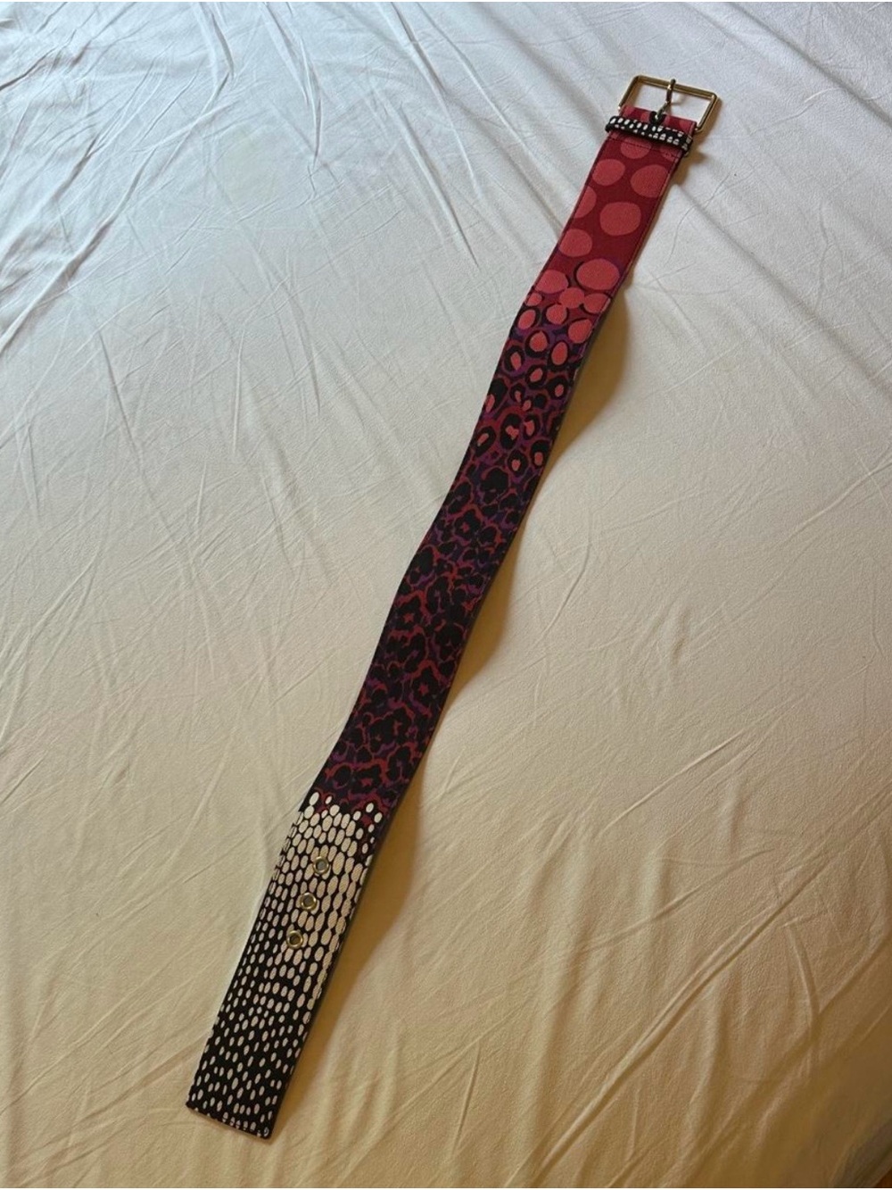 Yves Saint Laurent Pink and Black Patterned Signature Belt